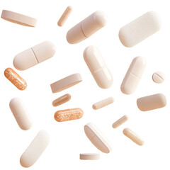 set of pills on transparent png background