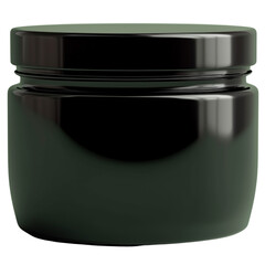 black plastic jar on transparent png background