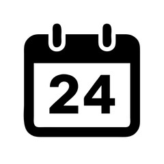 Simple Calendar: A clear and concise icon of a calendar displaying the number 24, perfect for visual communication on dates, schedules and planning. 