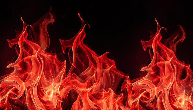 pattern with red flame of fire on black background