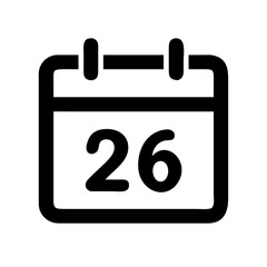 Clean Calendar Icon Day 26 - Simple Design