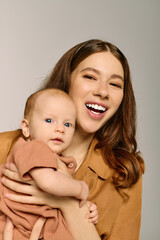 Joyful bond between a young mother and her adorable child in a modern setting