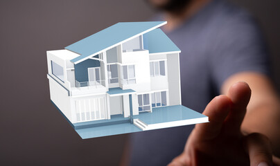 High-quality 3D render of a modern house design. Perfect for real estate, architecture, and home...