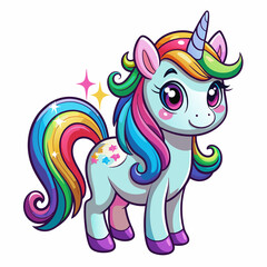 Colorful Fantasy Unicorn with Sparkles and Stars