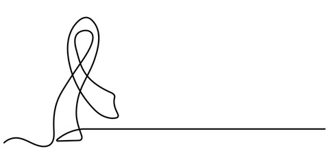  Autism Ribbon continuous one line drawing, Autism awareness, conceptual illustration, Awareness Ribbon Single Line Icon, Single continuous line drawing campaign ribbon made from puzzle pieces. 