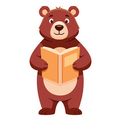 Bear Reading Book - Education Mascot