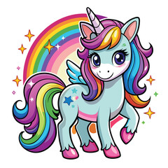 Whimsical Rainbow Unicorn Character for Kids