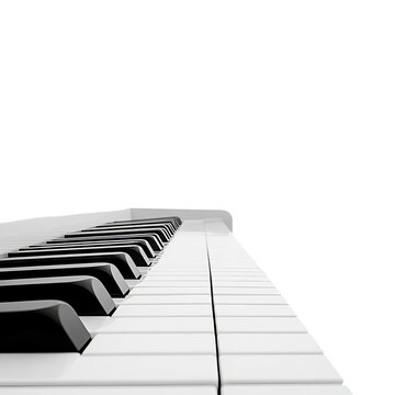 Piano Keys Perspective: An artistic shot of a piano keyboard, highlighting the symmetry and elegant lines of the keys, inviting the viewer to appreciate the artistry of music.