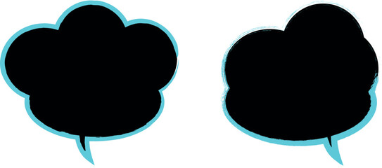 Whimsical Talk: A Flat Vector Set of black Speech Bubbles, Dialogue Clouds, and Chat-Themed Doodle Shapes