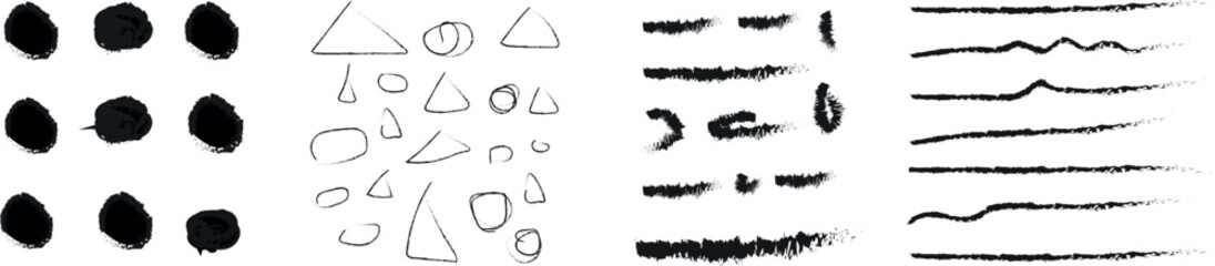 Comprehensive Set of Handcrafted Paint, Ink, and Brush Textures – Isolated Grunge Elements for Borders, Backgrounds, and Typography Highlights in Vector Format









