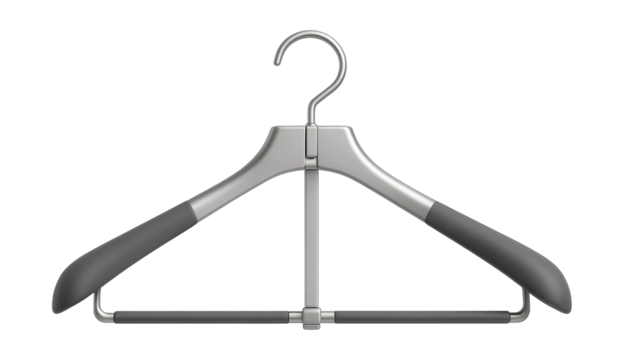Folding travel suit hanger with a collapsible design, convenient for packing in a suitcase for business trips.