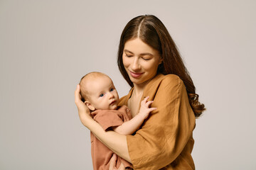 Warm moments shared between a beautiful mother and her young child in a cozy setting