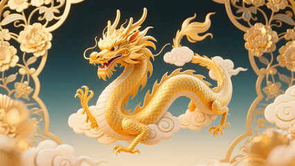 Fototapeta premium Traditional Chinese Dragon in Spring Festival Visual Poster