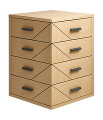 A corner dresser with triangular drawers, designed to maximize space in a studio apartment.