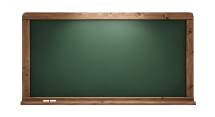 Green Chalkboard With Wooden Frame On A Transparent Background Isolated