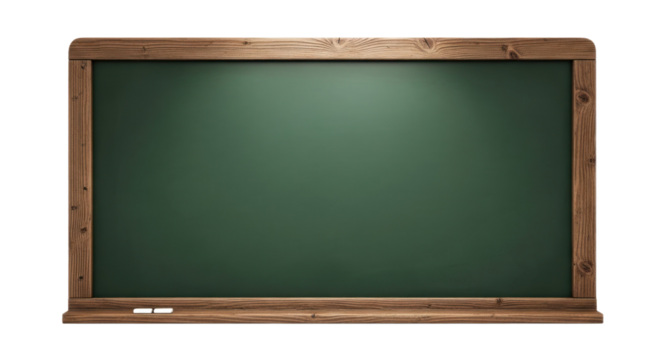 Green Chalkboard With Wooden Frame On A Transparent Background Isolated
