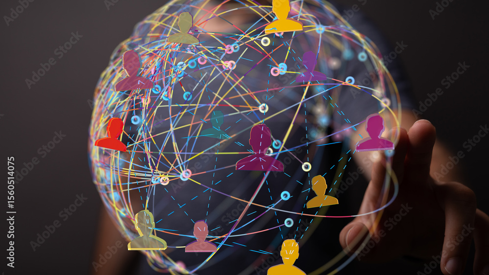 Aufkleber Illustrative image of a global network, showing interconnected people. Ideal for concepts of networking, communication, and global collaboration.