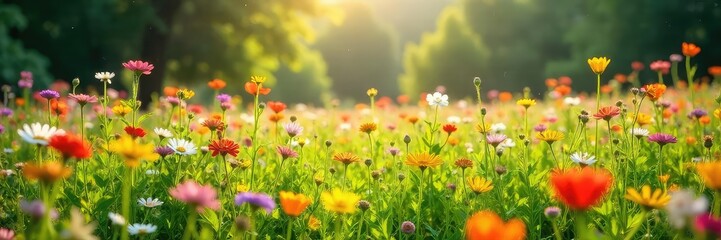 Obraz premium Sunny Wildflower Meadow Perfect Family Picnic Spot, Relaxing Nature Scene