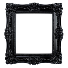 Elegant Black Frame: A stunning, ornate black frame, exquisitely carved with intricate details. The frame, a classic piece of art.