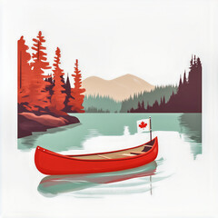 Canoe on a tranquil lake