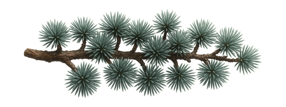 Atlas cedar branch with dense clusters of short, bluish needles