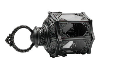 Intricate Metal Lantern With Ornate Detailing And Ring Handle On Isolated Transparent Background