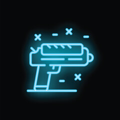 Neon sign showing a gun shooting condiments, great for representing street food in an original way