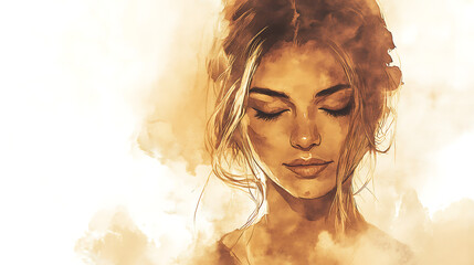 beautiful woman with eyes closed