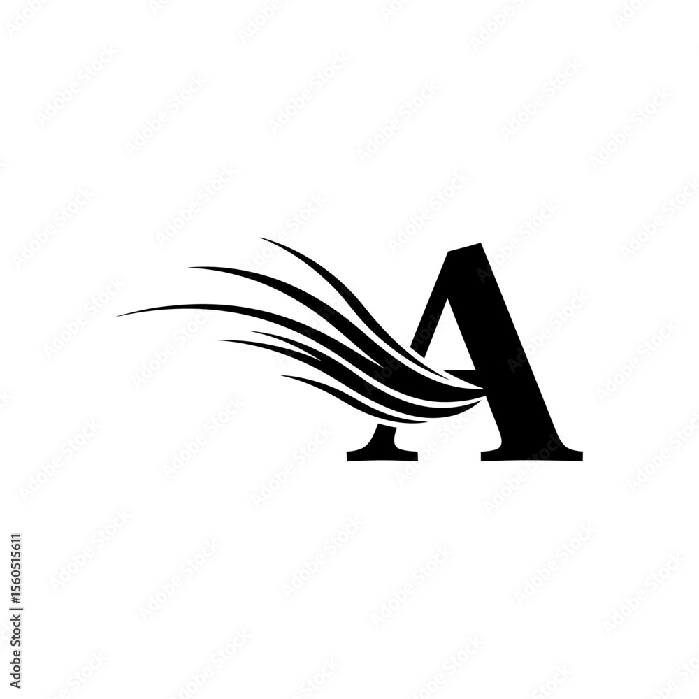 Fototapete a letter logo with swoosh design in black and white for branding and creative design projects use ca
