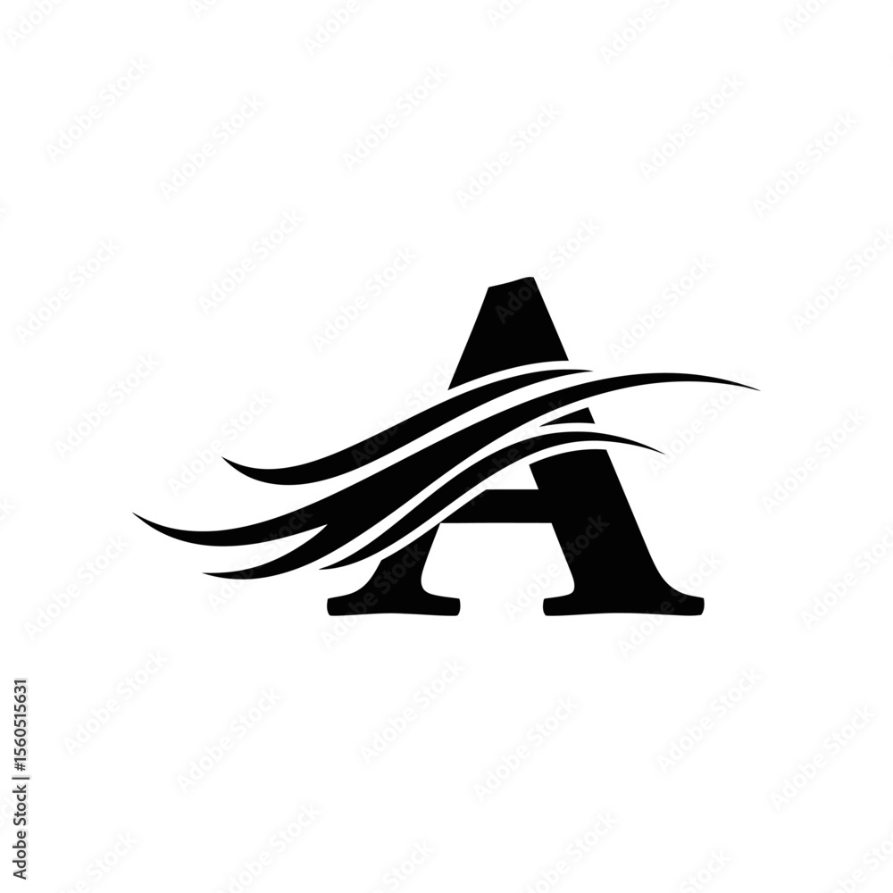 Fototapete a letter logo design with wavy lines in black and white for branding and creative applications usage