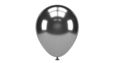 Metallic Silver Balloon With Reflective Surface Isolated Transparent Background