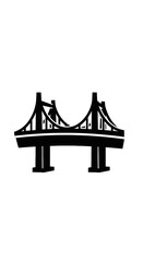 Obraz premium Monochrome Bridge Illustration With White Outlines Against Black Background Isolated Transparent Background