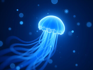 Blue dream jellyfish close-up Marine life underwater world biological background