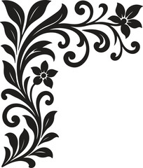Elegant floral corner design with botanical elements and decorative flourishes