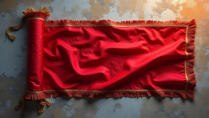 Following Ashura ceremonies, a red banner was neatly rolled