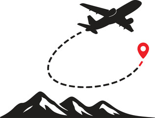 Dotted flight path with aircraft symbol and start point
