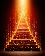 A mesmerizing staircase illuminated by golden light, symbolizing ascension and spiritual journey. The vivid design captivates the viewer, evoking feelings of hope and aspiration.