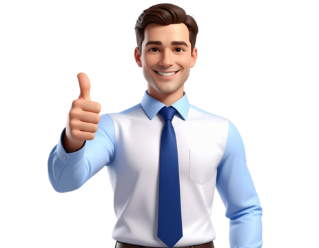 Businessman showing thumbs up transparent background