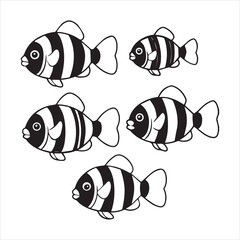 clownfish silhouette vector illustration