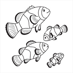 clownfish silhouette vector illustration