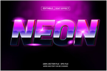 Neon 3d  editable text effect,with retro style