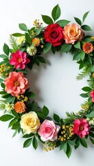 Vibrant Floral Wreath Overflowing with Colorful Blooms Perfect for SpringSummer Weddings & Celebrations