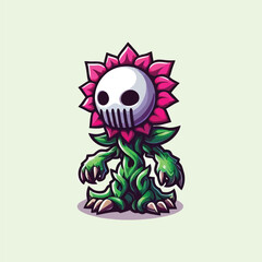 vector style cute unique undead monster mascot illustration
