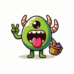 vector style cute unique undead monster mascot illustration