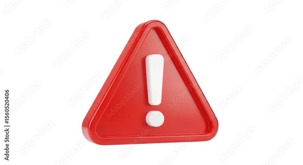 Fototapete red triangular warning sign with white exclamation point on a transparent background isolated transp