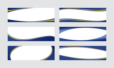 Fototapeta premium Abstract Modern Design Templates: A captivating array of six business templates featuring dynamic designs, blending blue and gold, designed for versatility and visual appeal. 