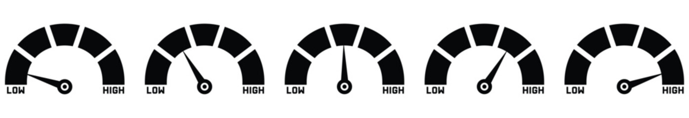 Risk meter from low to high level vector illustration.