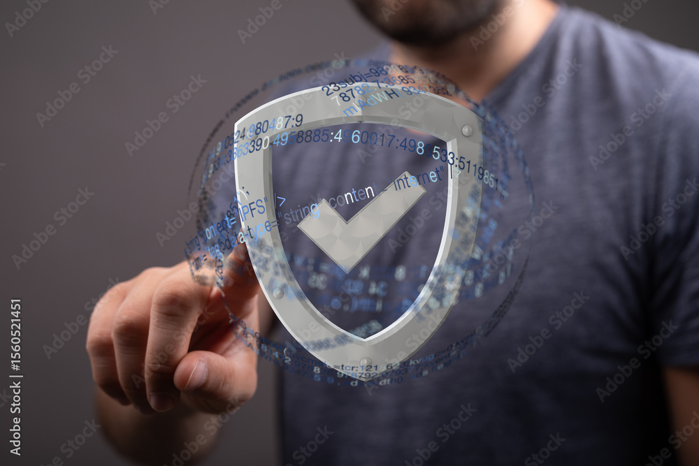 Aufkleber secure your digital assets. this image depicts a shield representing online protection and data secu