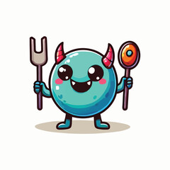 vector style cute unique undead monster mascot illustration