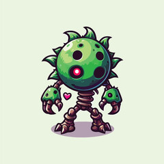 vector style cute unique undead monster mascot illustration